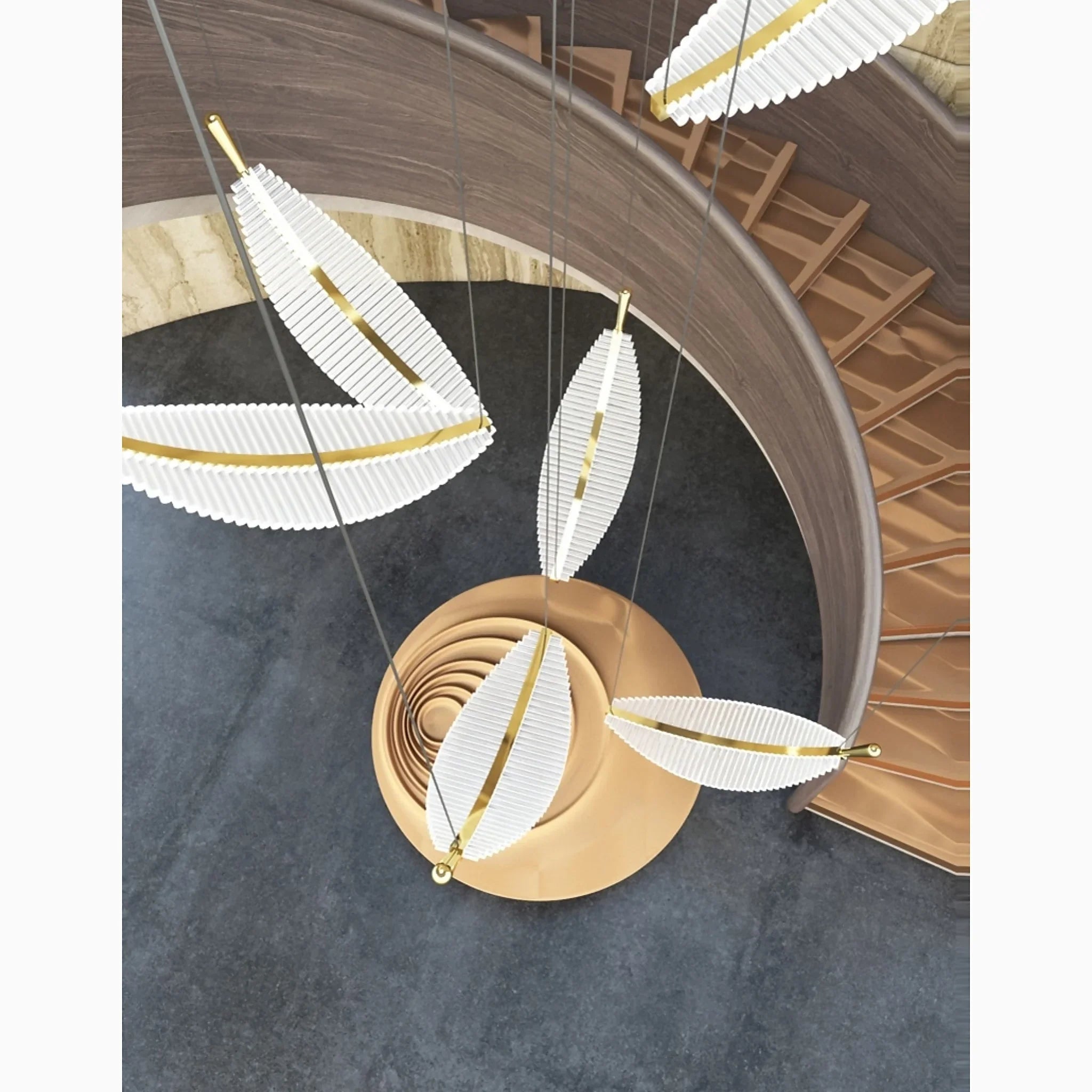 Cagnes-sur-Mer | Crystal Gold Leaves Pendant Chandelier