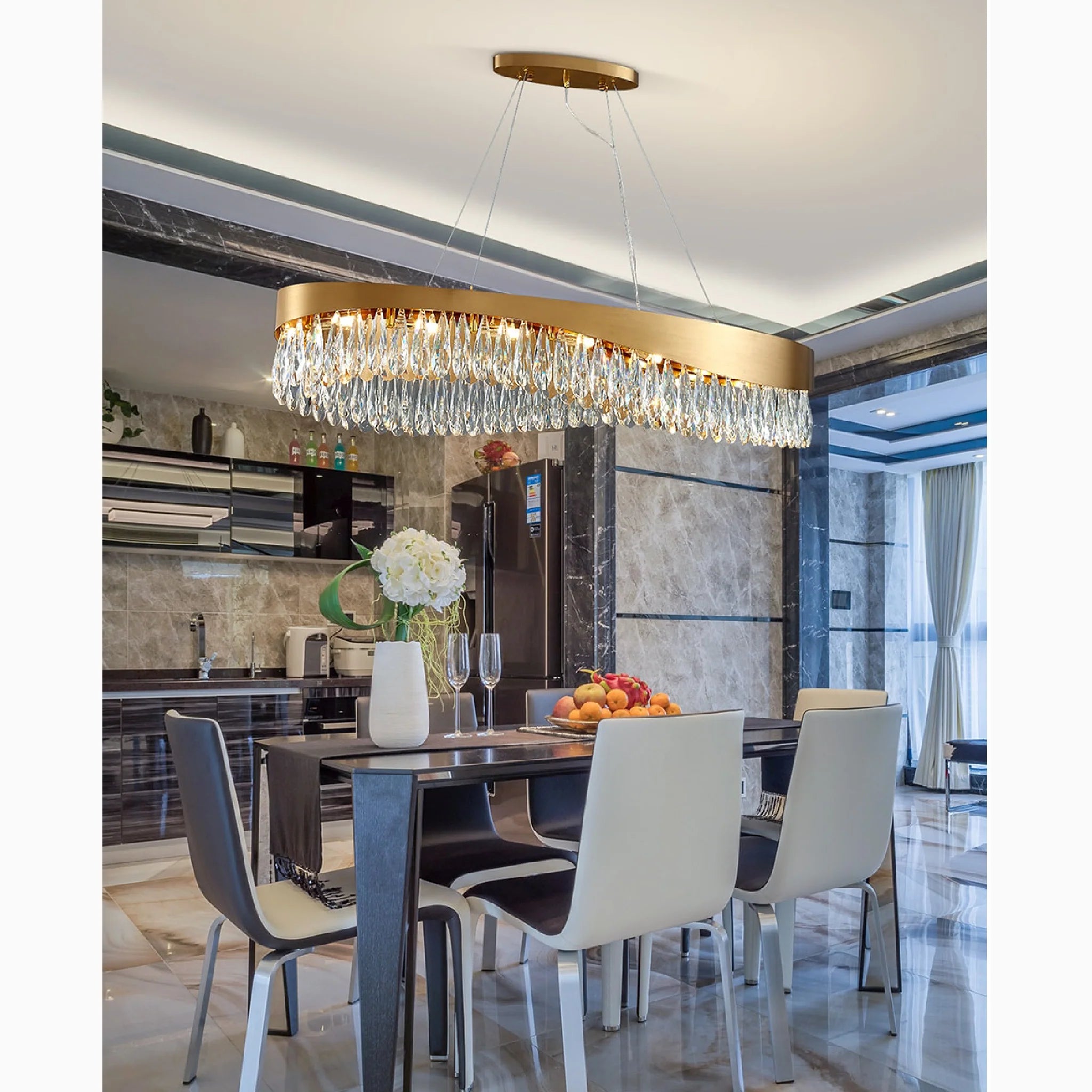 Capo Noli | New Modern Wave-shaped Crystal Chandelier