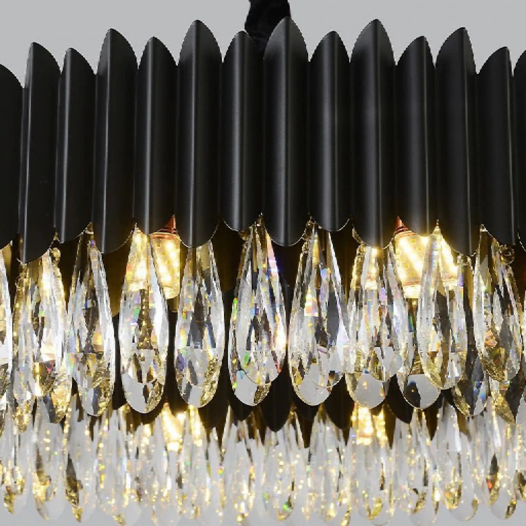 Carcare | Black Rectangle Crystal Chandelier for Living Room