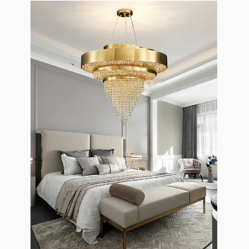 Castelbianco | Unique Gold LED Chandelier With Crystals