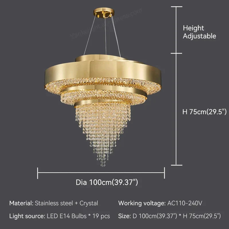 Castelbianco | Unique Gold LED Chandelier With Crystals