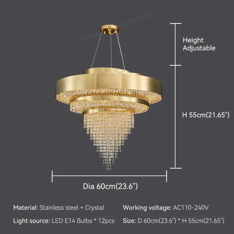 Castelbianco | Unique Gold LED Chandelier With Crystals