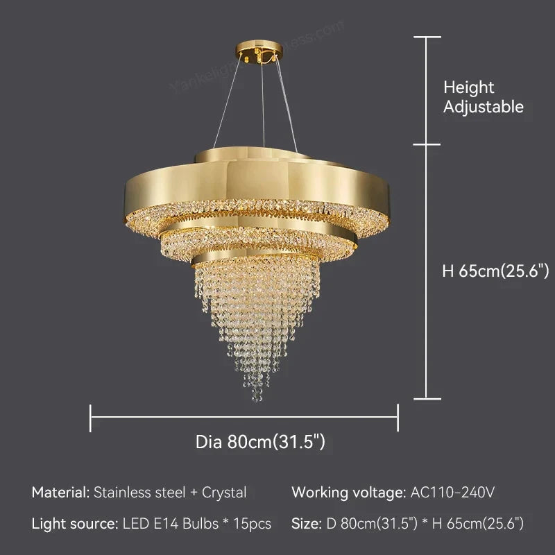 Castelbianco | Unique Gold LED Chandelier With Crystals