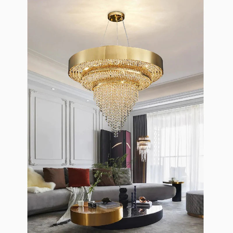 Castelbianco | Unique Gold LED Chandelier With Crystals