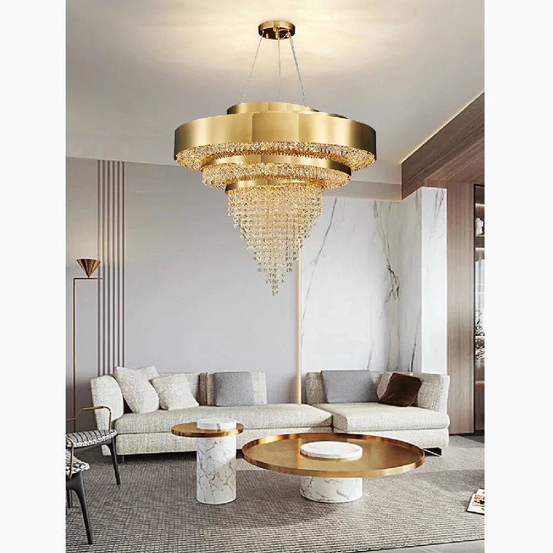 Castelbianco | Unique Gold LED Chandelier With Crystals