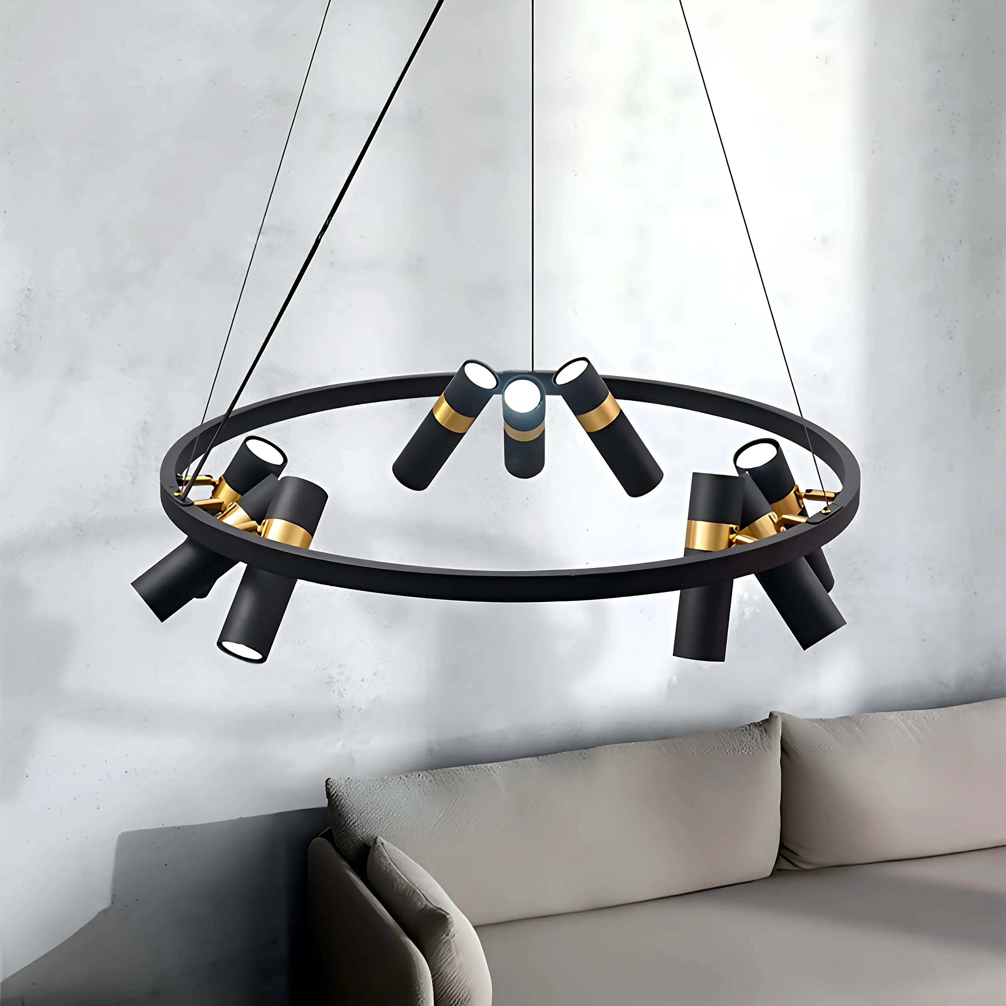 Celerina/Schlarigna | Round Black Metal LED Pendant Light