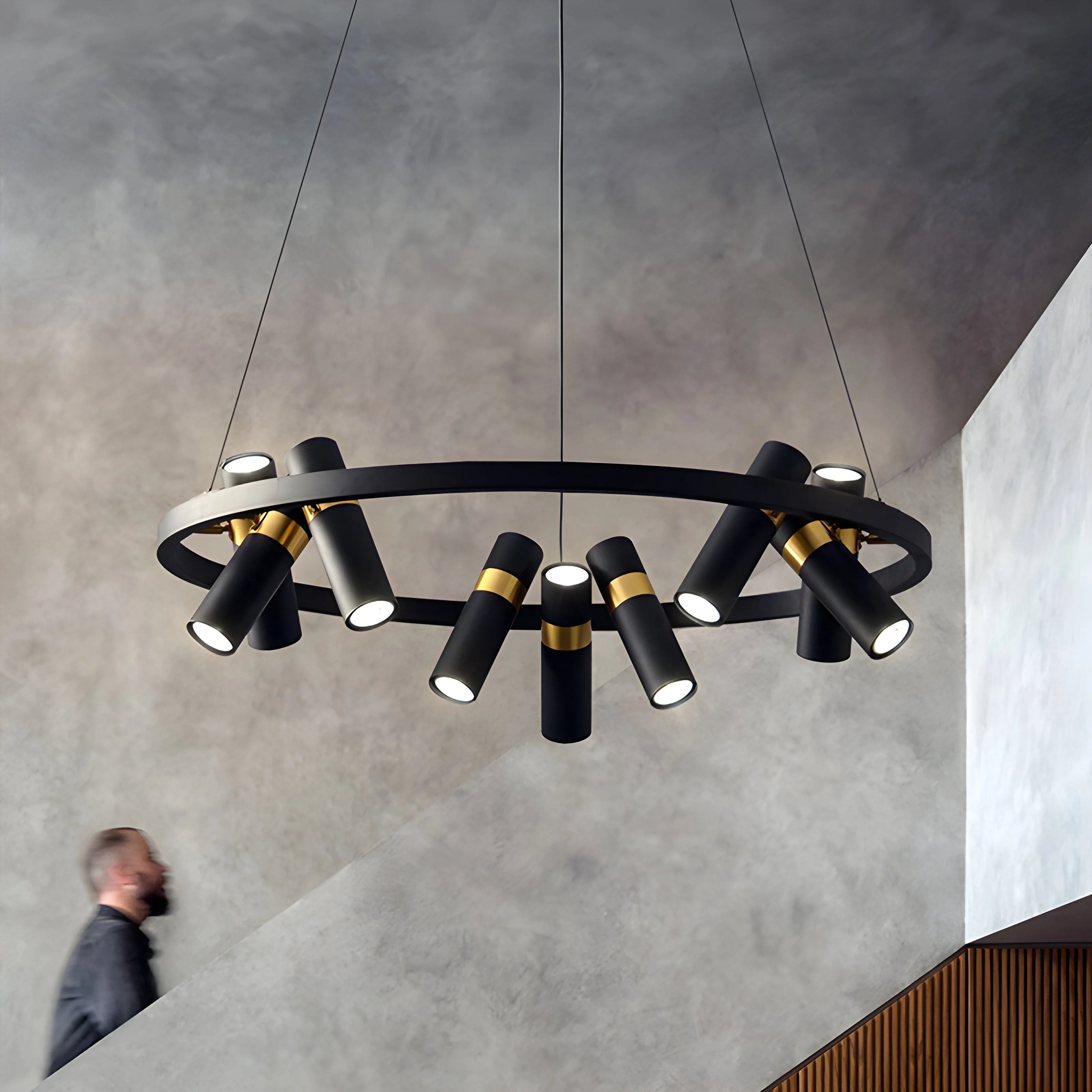 Celerina/Schlarigna | Round Black Metal LED Pendant Light