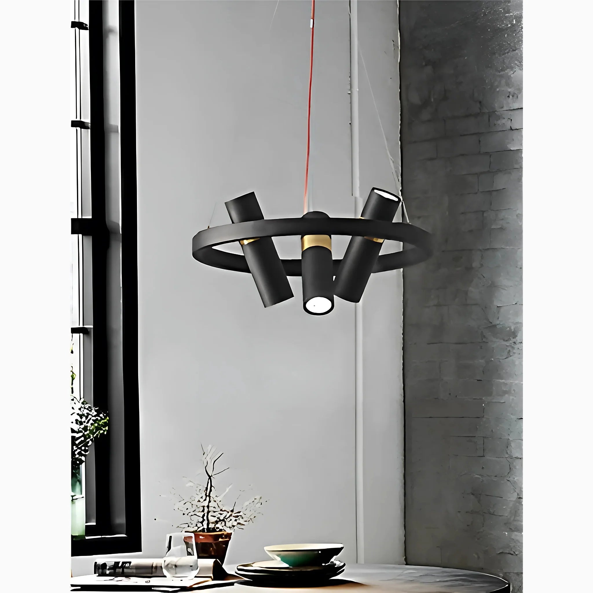 Celerina/Schlarigna | Round Black Metal LED Pendant Light