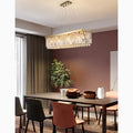 Bagnolo del Salento | Gold Rectangle Crystal Chandelier for Dining Room