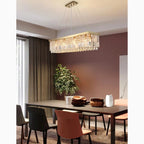 Bagnolo del Salento | Gold Rectangle Crystal Chandelier for Dining Room