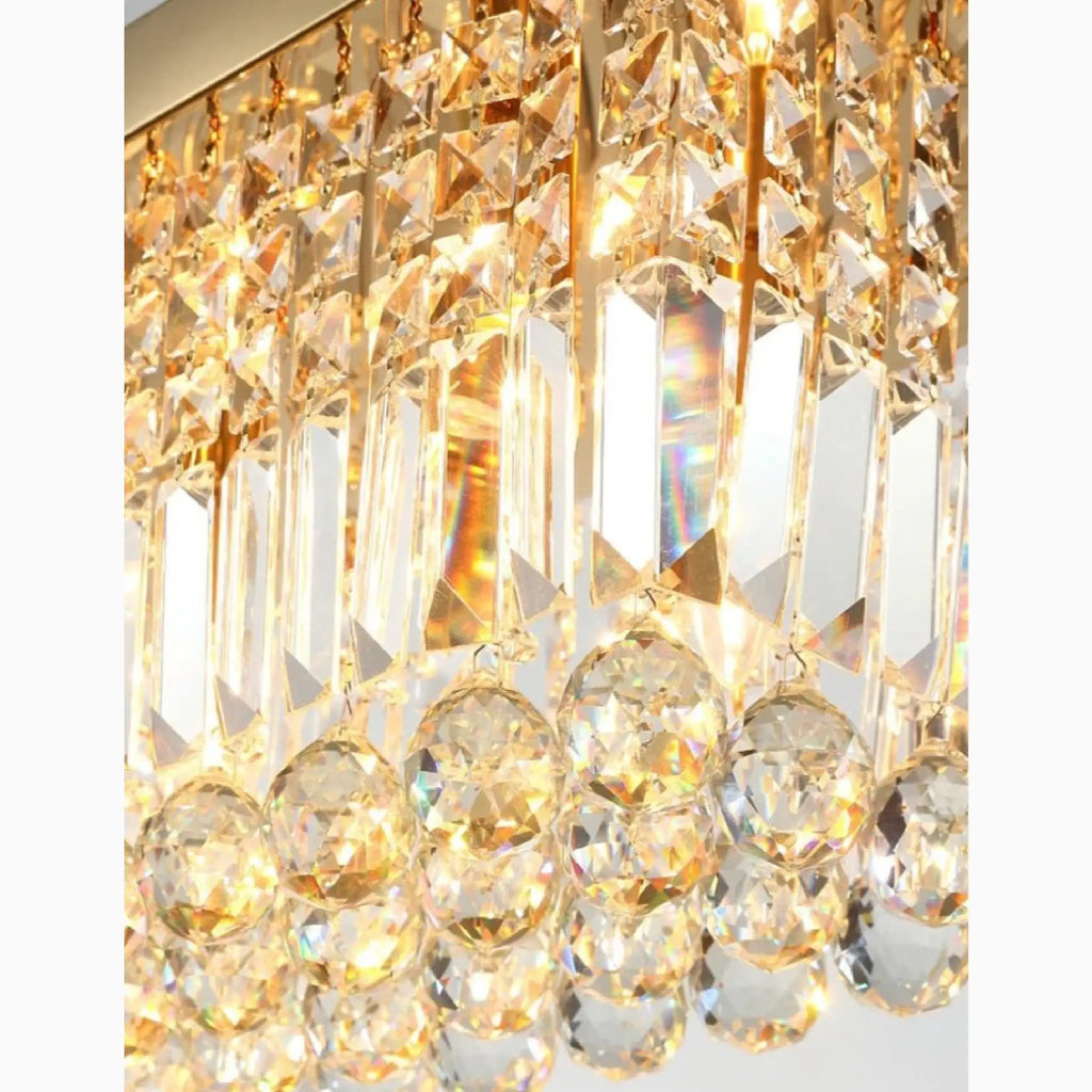 Bagnolo del Salento | Gold Rectangle Crystal Chandelier for Dining Room