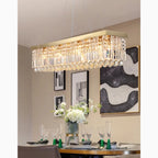 Bagnolo del Salento | Gold Rectangle Crystal Chandelier for Dining Room