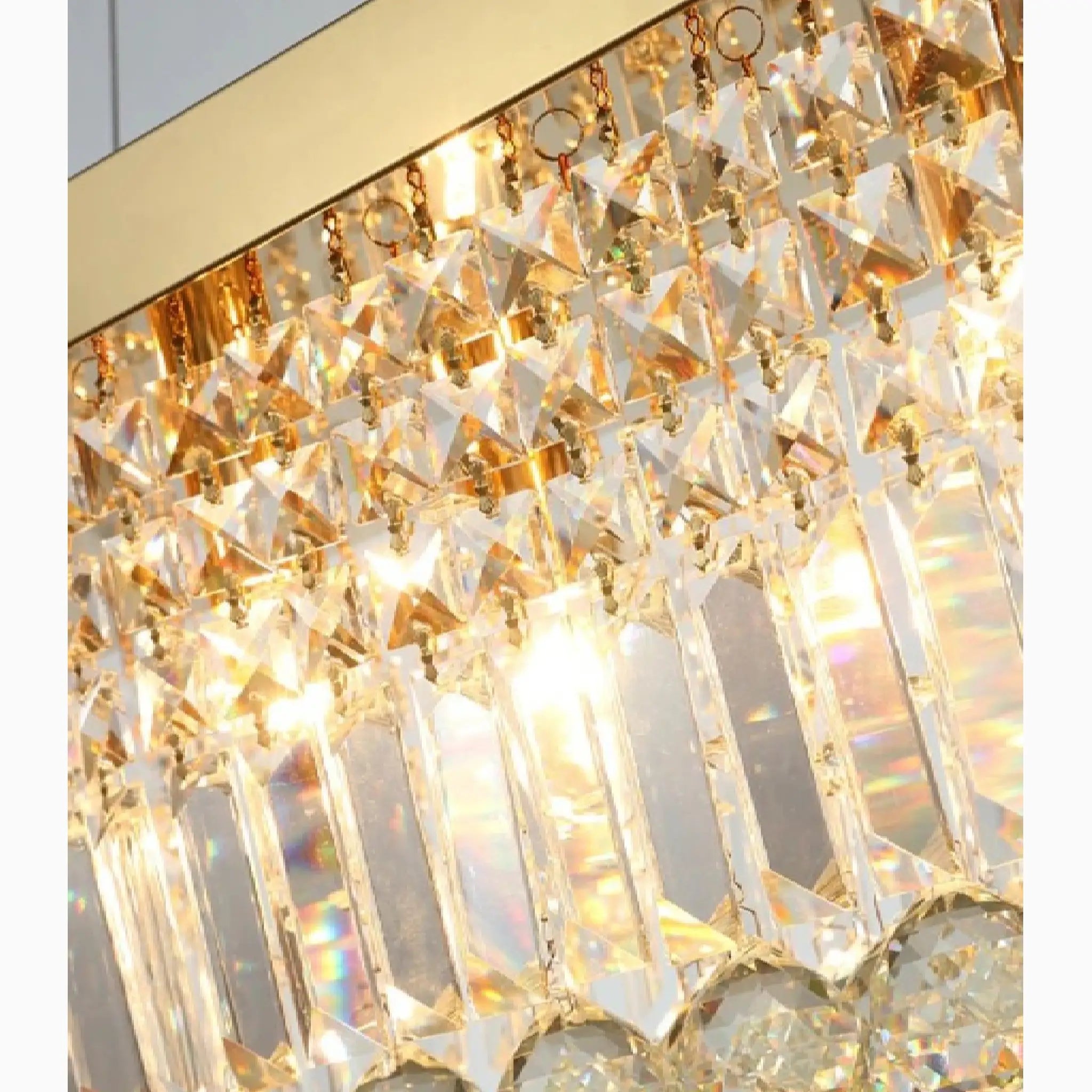 Bagnolo del Salento | Gold Rectangle Crystal Chandelier for Dining Room