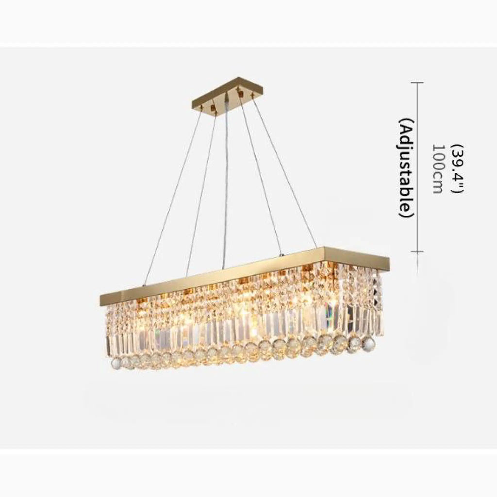Bagnolo del Salento | Gold Rectangle Crystal Chandelier for Dining Room