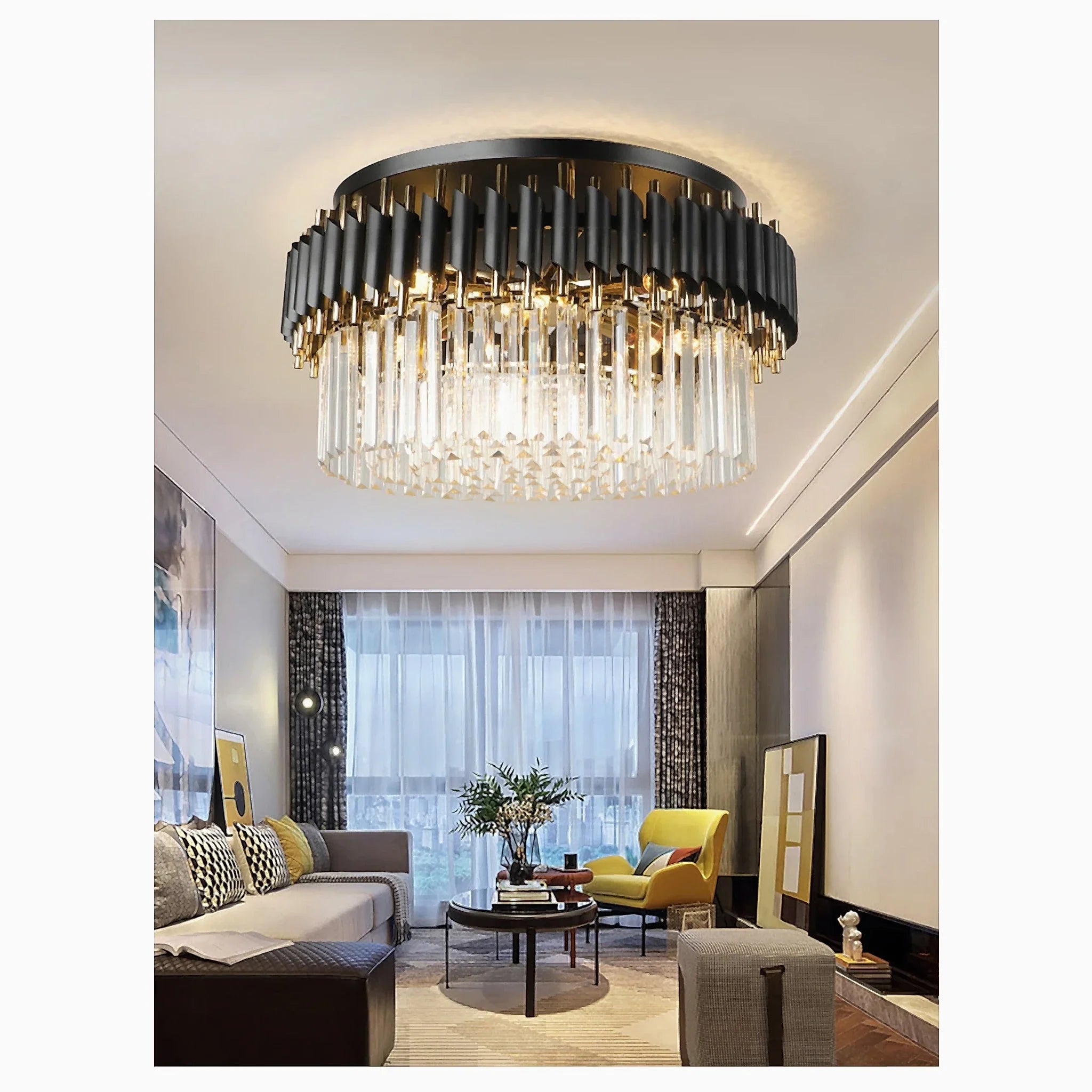 Ceriale | Grand Black Modern Crystal Ceiling Chandelier