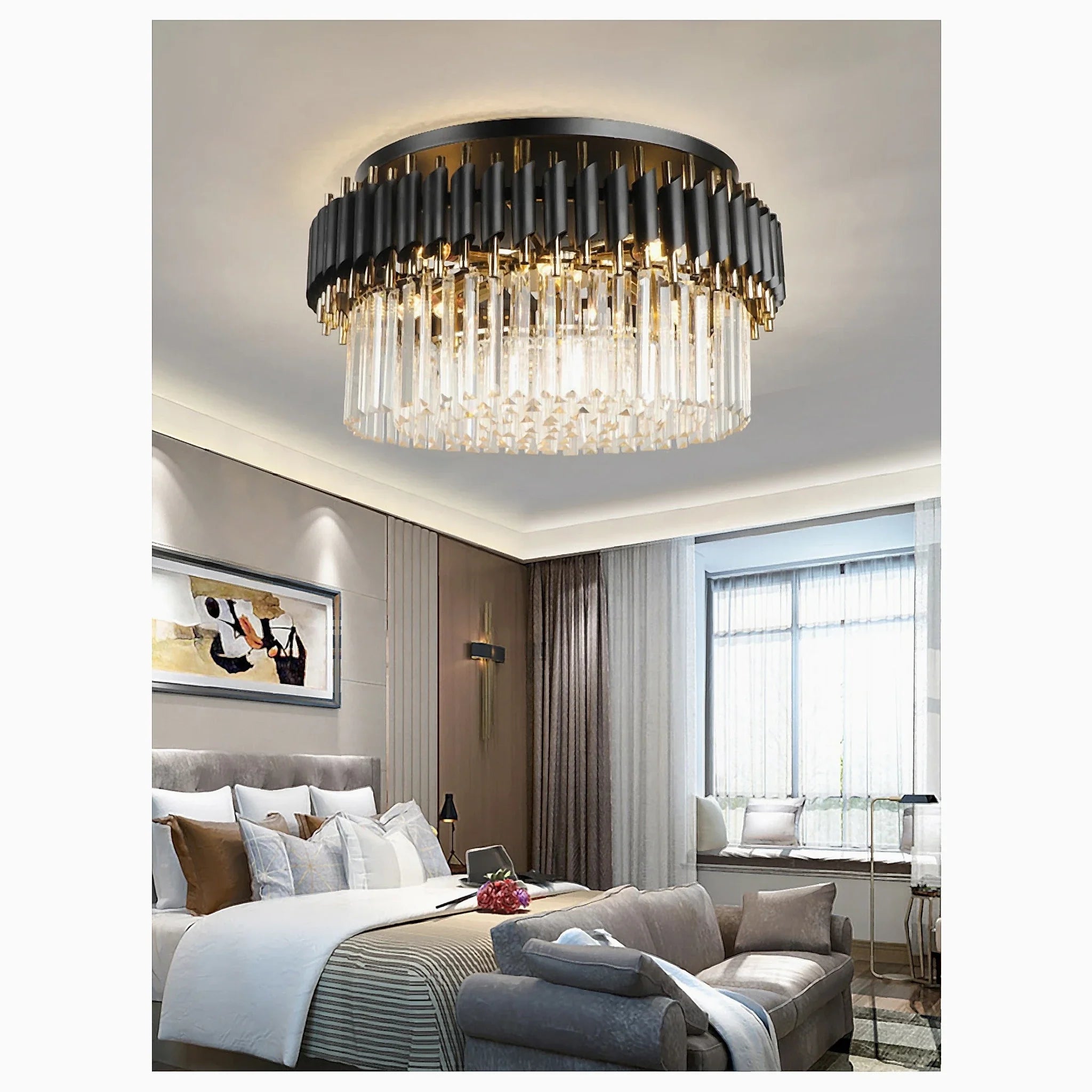 Ceriale | Grand Black Modern Crystal Ceiling Chandelier