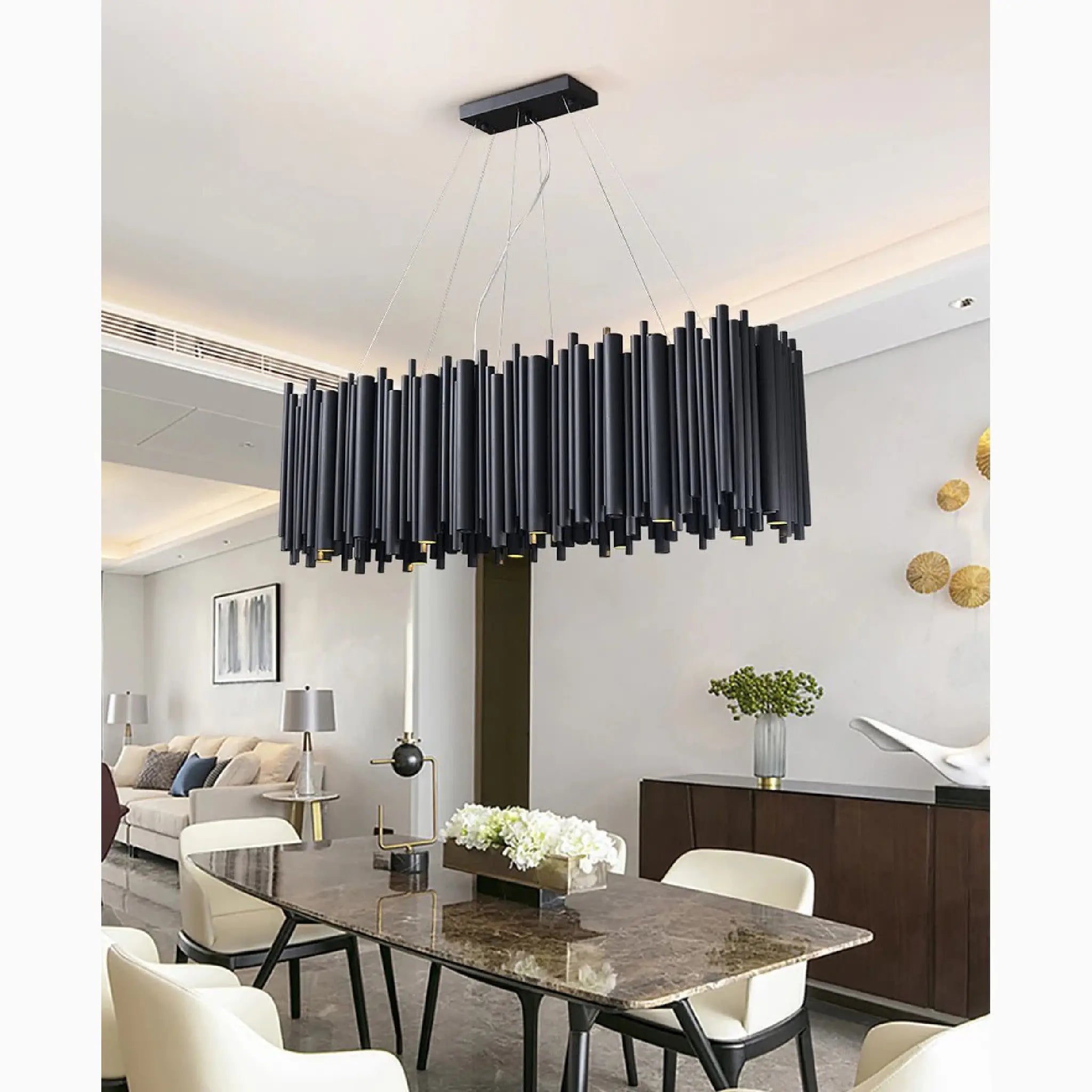 Villevieille | Stylish Black LED Stainless Steel Chandelier