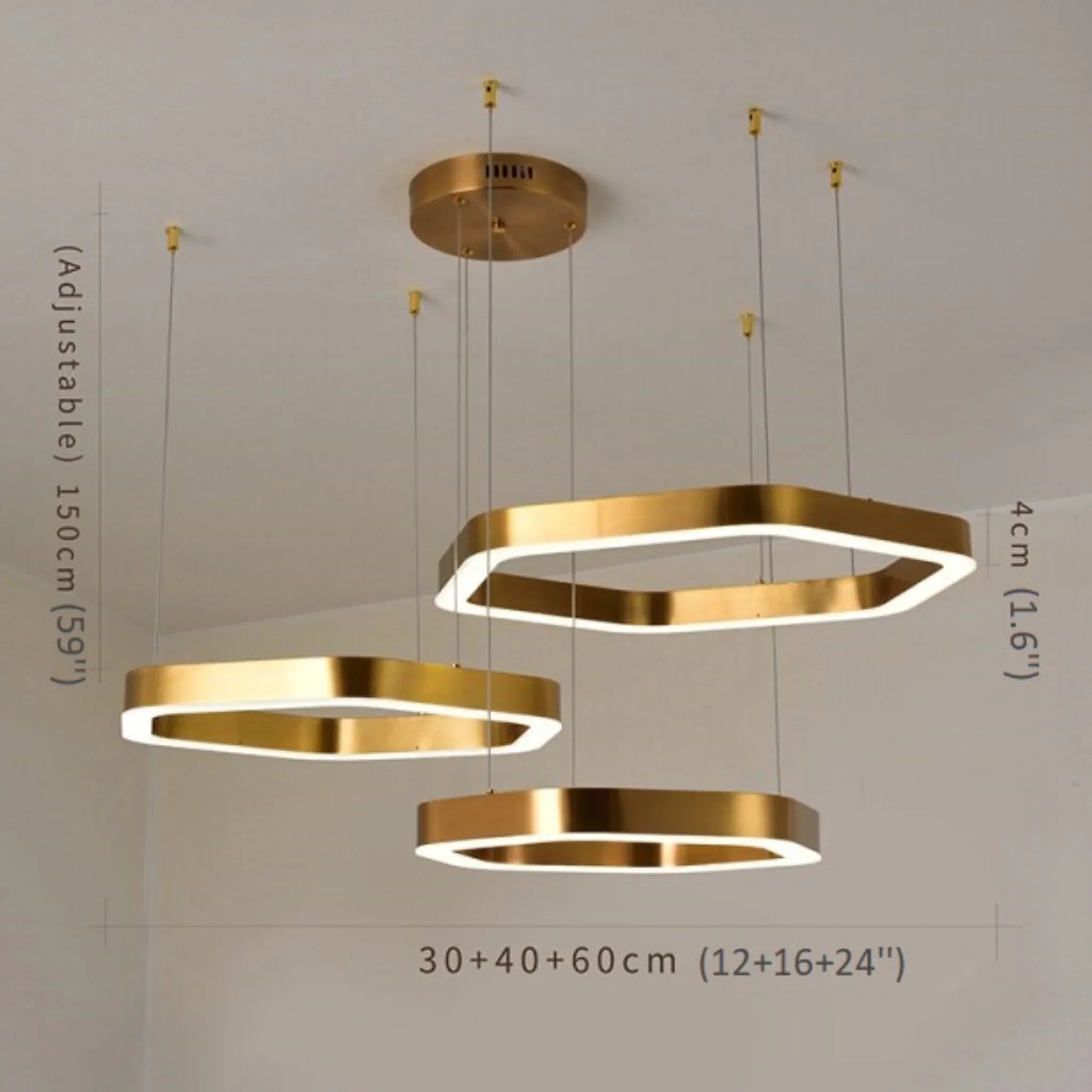 Chatelet | Hexagon Gold Chandelier for Living room