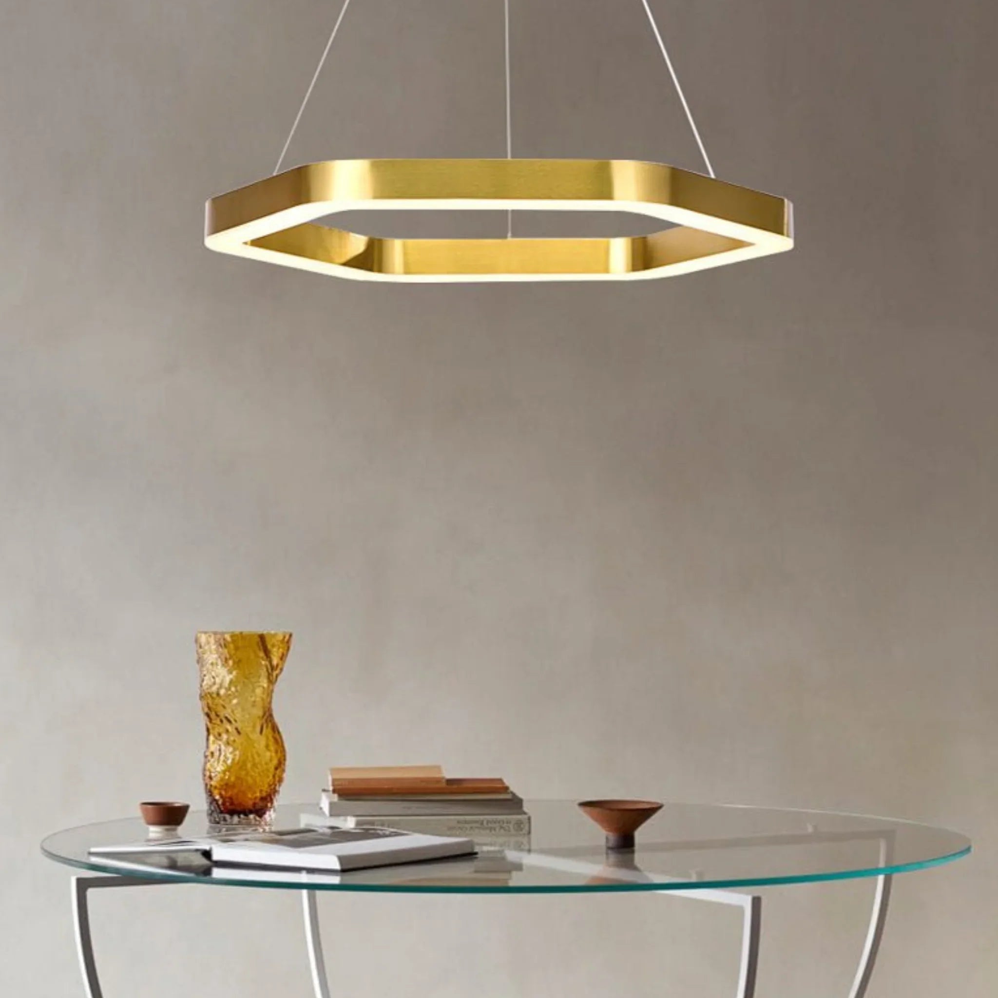 Chatelet | Hexagon Gold Chandelier for Living room, Dia23.6"