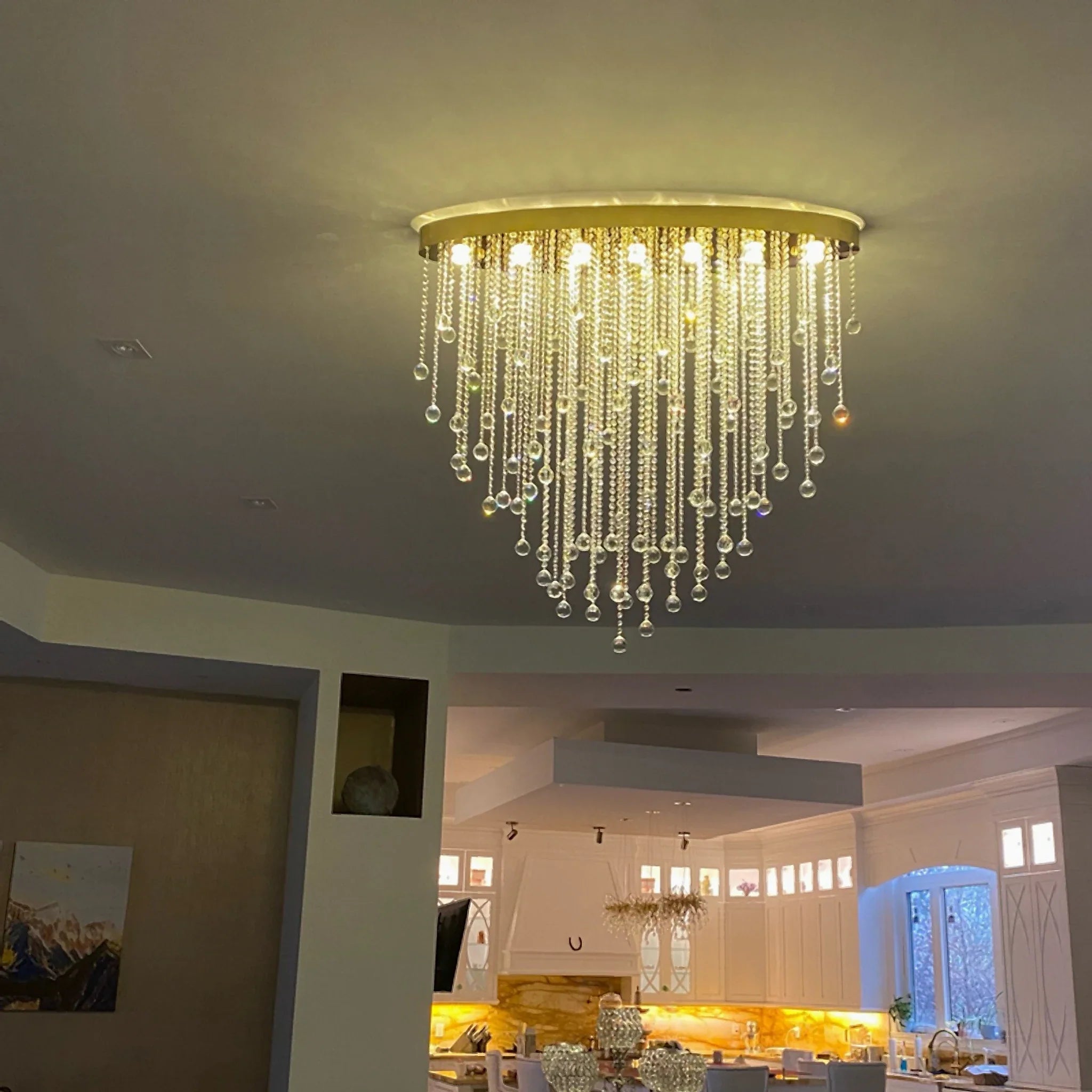 Chiavari | Lux Oval LED Crystal Waterfall Chandelier