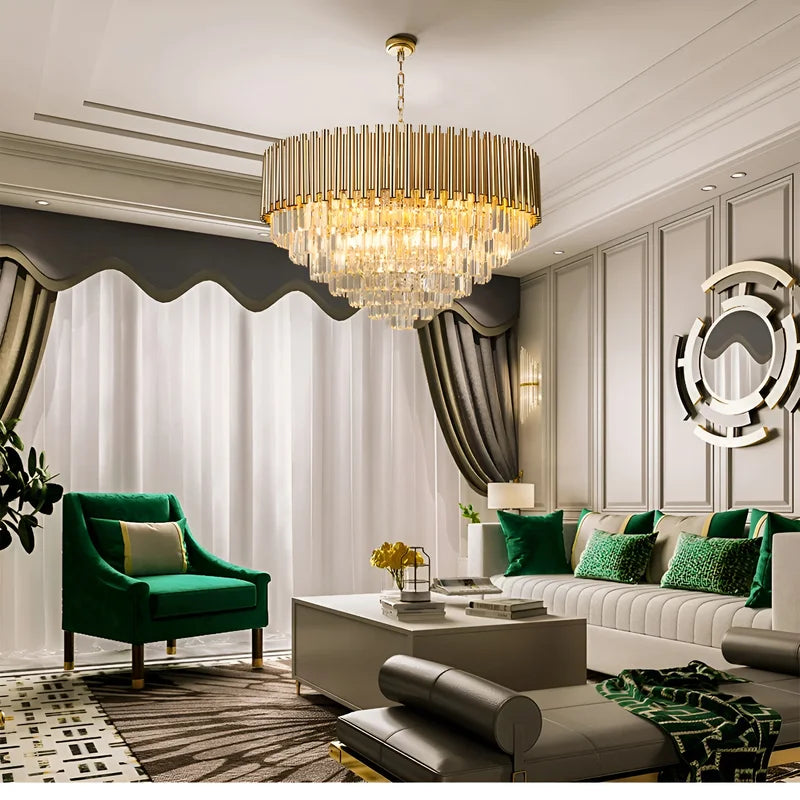 Cisano sul Neva | Majestic Gold Crystal Ceiling Chandelier