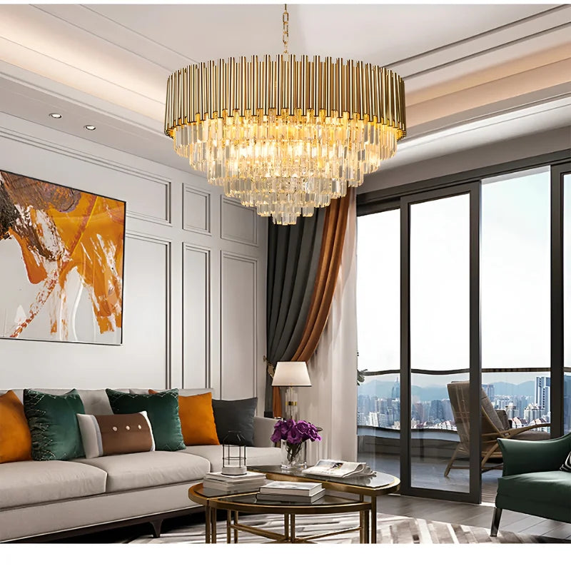 Cisano sul Neva | Majestic Gold Crystal Ceiling Chandelier