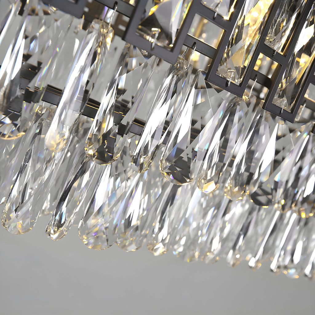 Clans | Modern Rectangle Black Crystal Chandelier