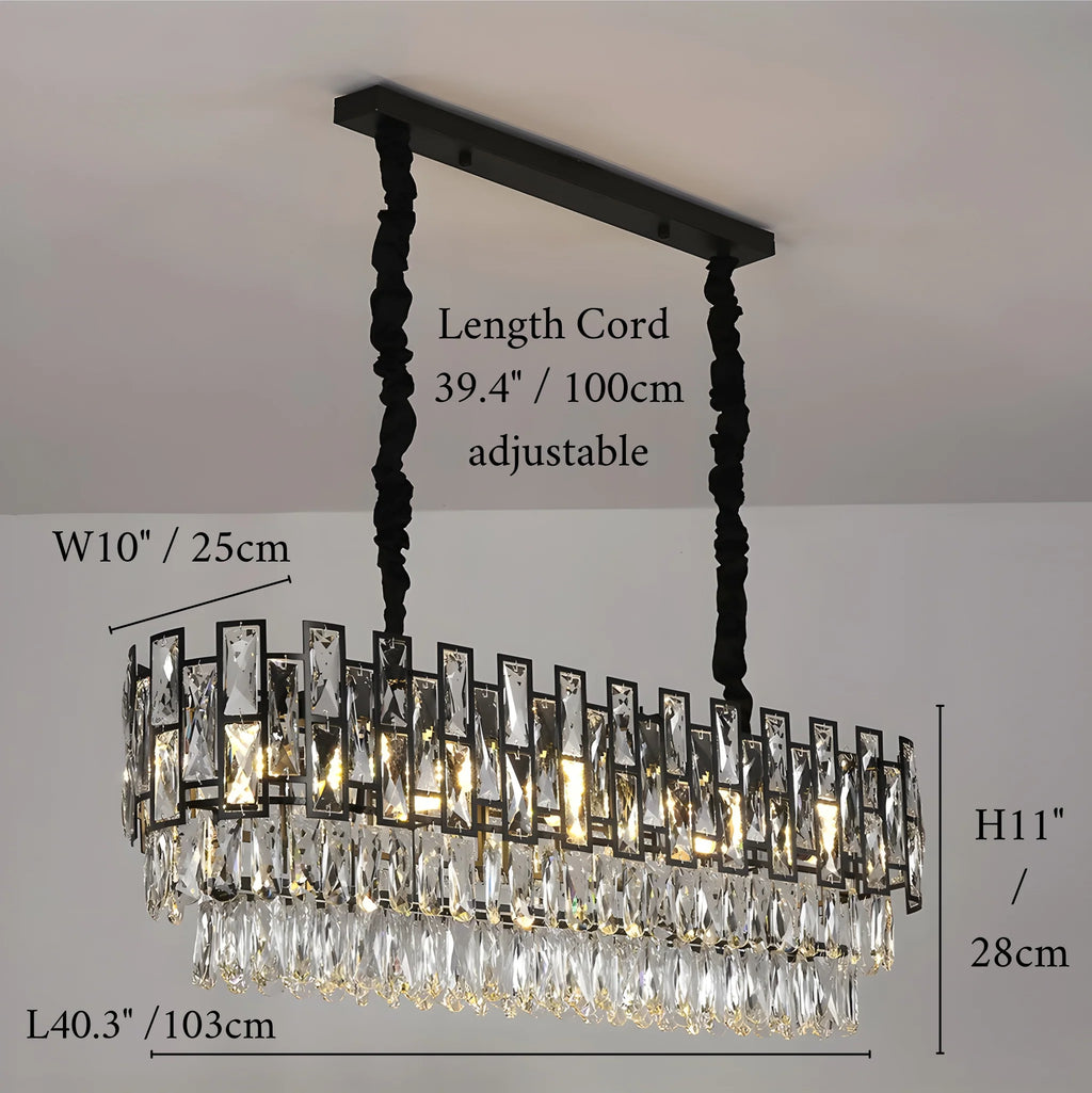 Clans | Modern Rectangle Black Crystal Chandelier