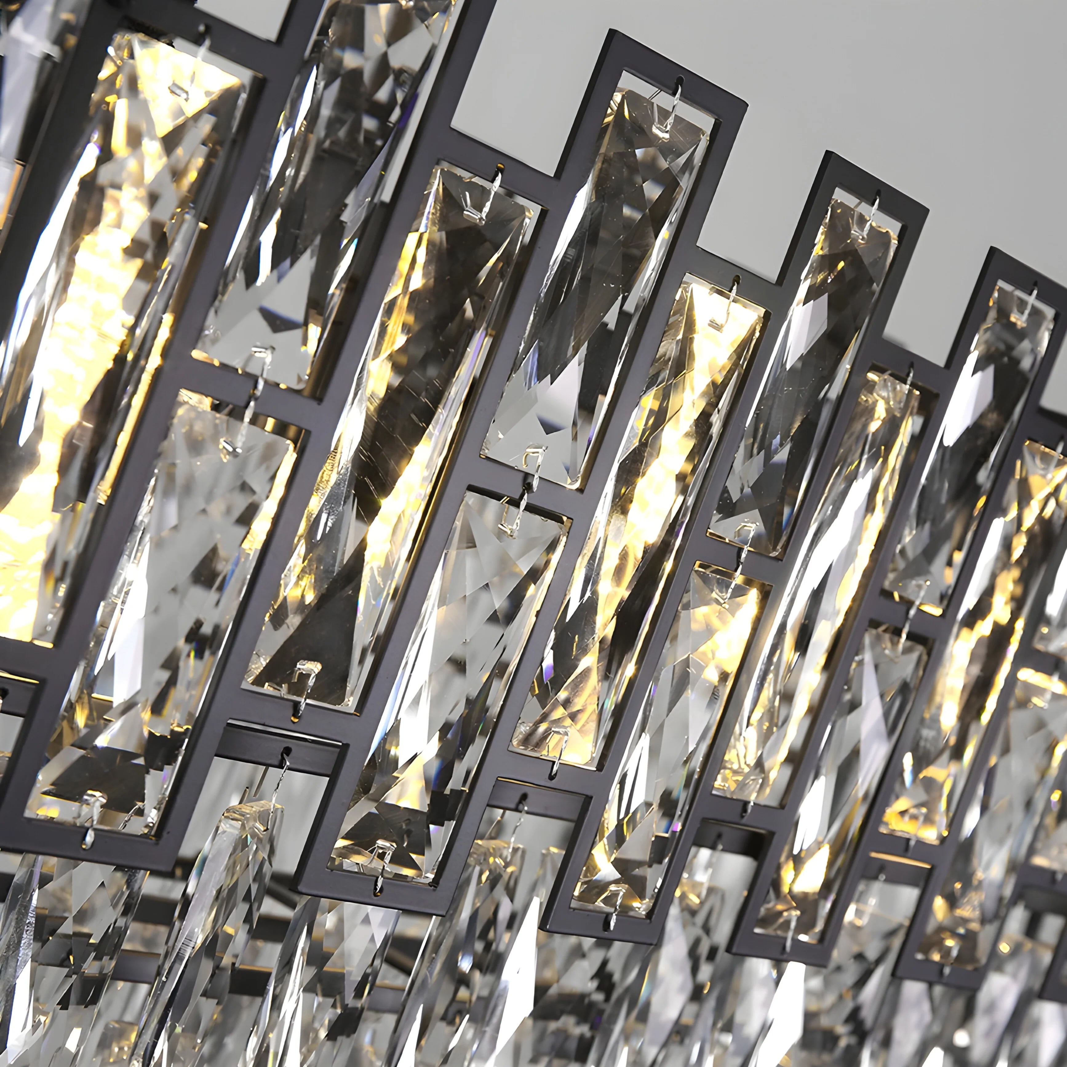 Clans | Modern Rectangle Black Crystal Chandelier