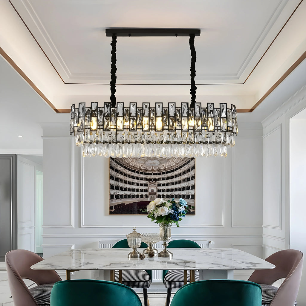 Clans | Modern Rectangle Black Crystal Chandelier