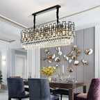 Clans | Modern Rectangle Black Crystal Chandelier