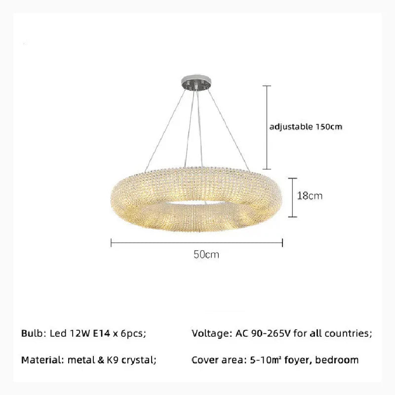 Claviers | Modern Elegant Crystal Pendant Chandelier