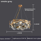 Creative Drum Gold Glass Living Room Chandelier