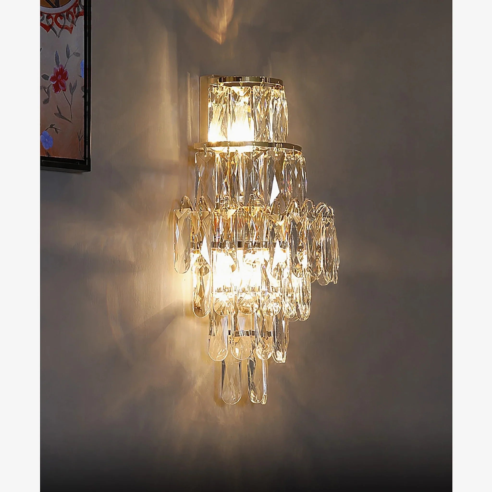 Coslada | Gold/chrome crystal wall sconce
