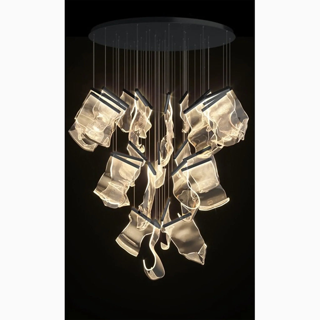 Coursegoules | Silk Design Gold Pendant Light for Staircase