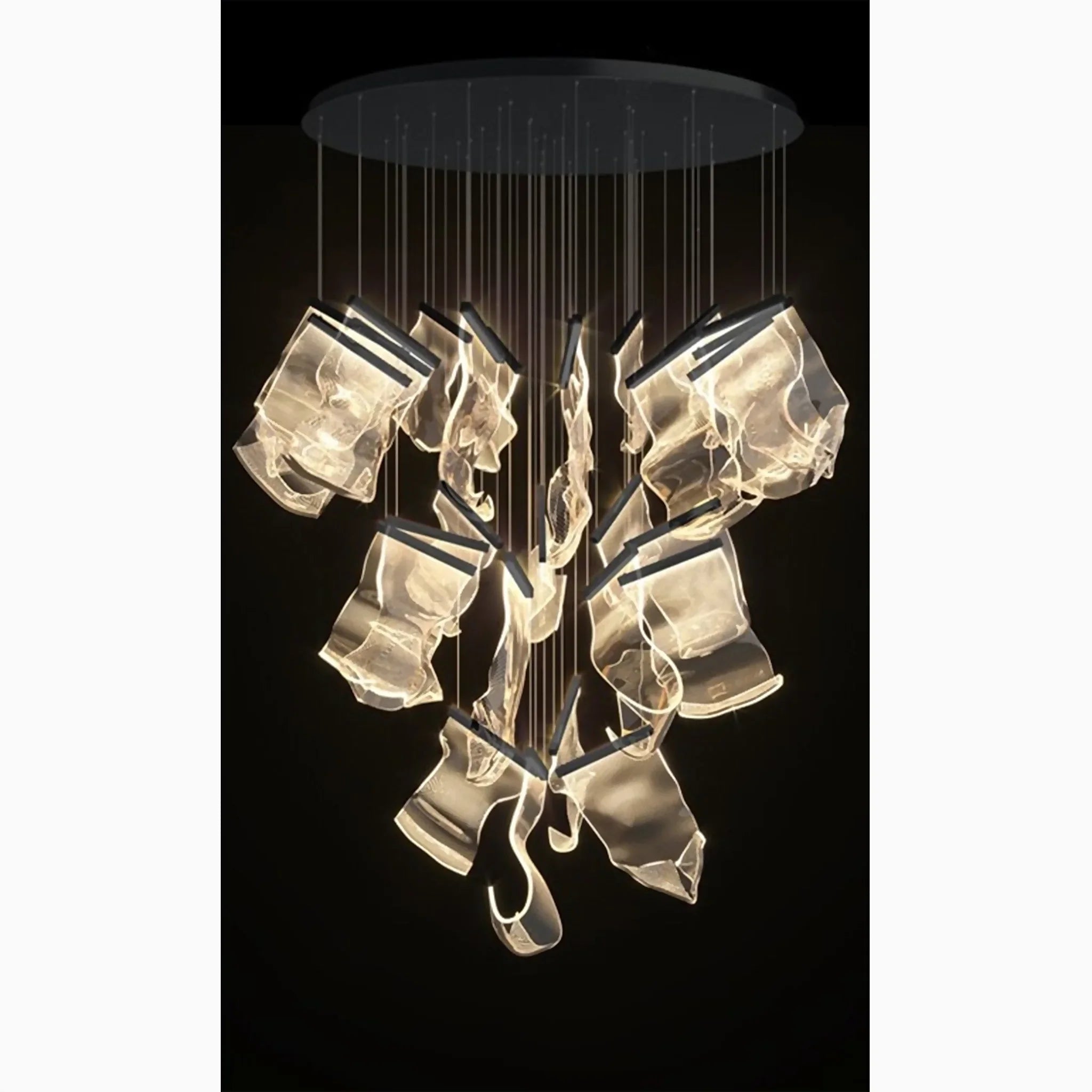 Coursegoules | Silk Design Gold Pendant Light for Staircase