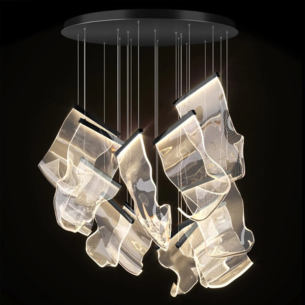 Coursegoules | Silk Design Gold Pendant Light for Staircase