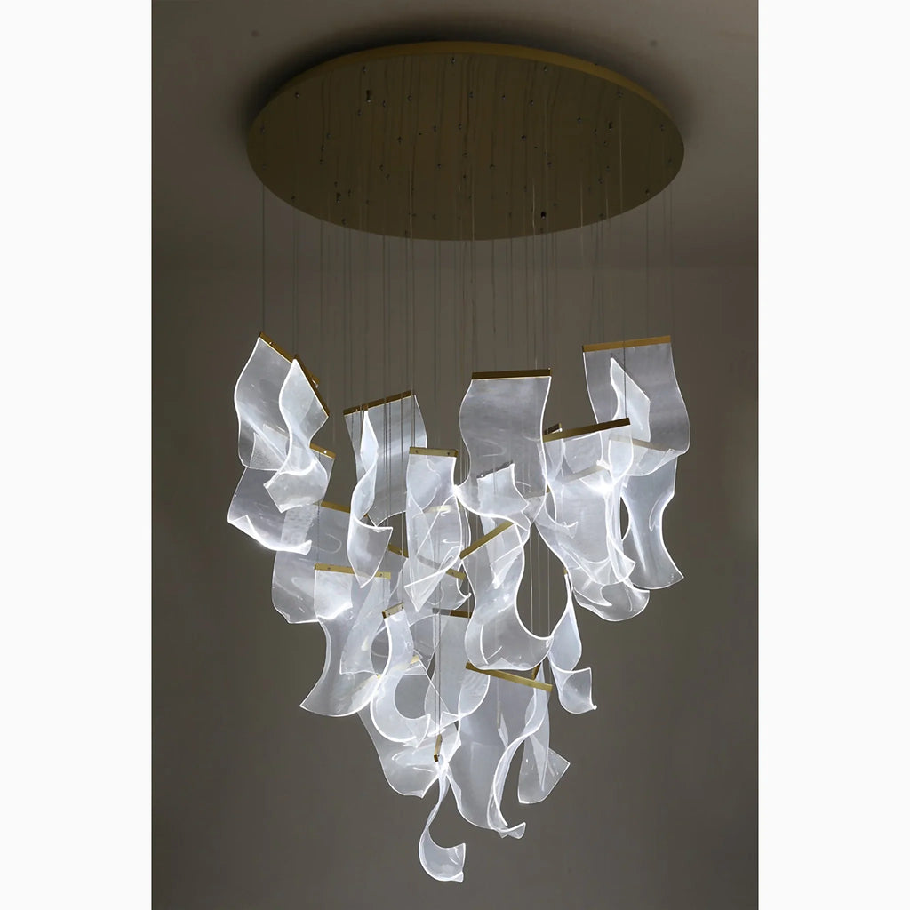 Coursegoules | Silk Design Gold Pendant Light for Staircase