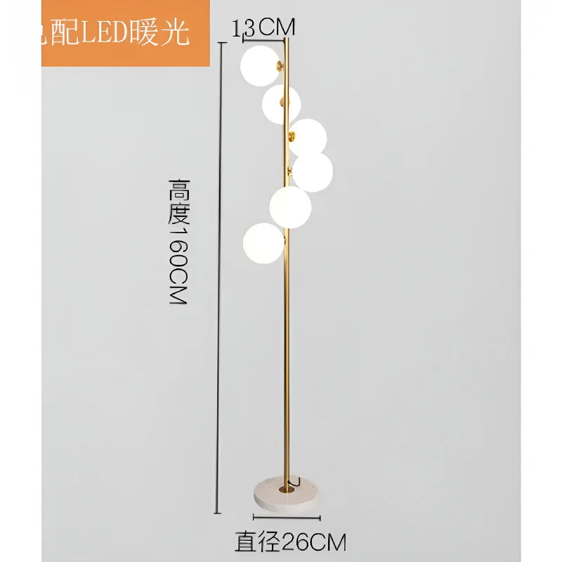 Cressier | Creative Spiral Floor Lamp with Glass Balls Lampshade