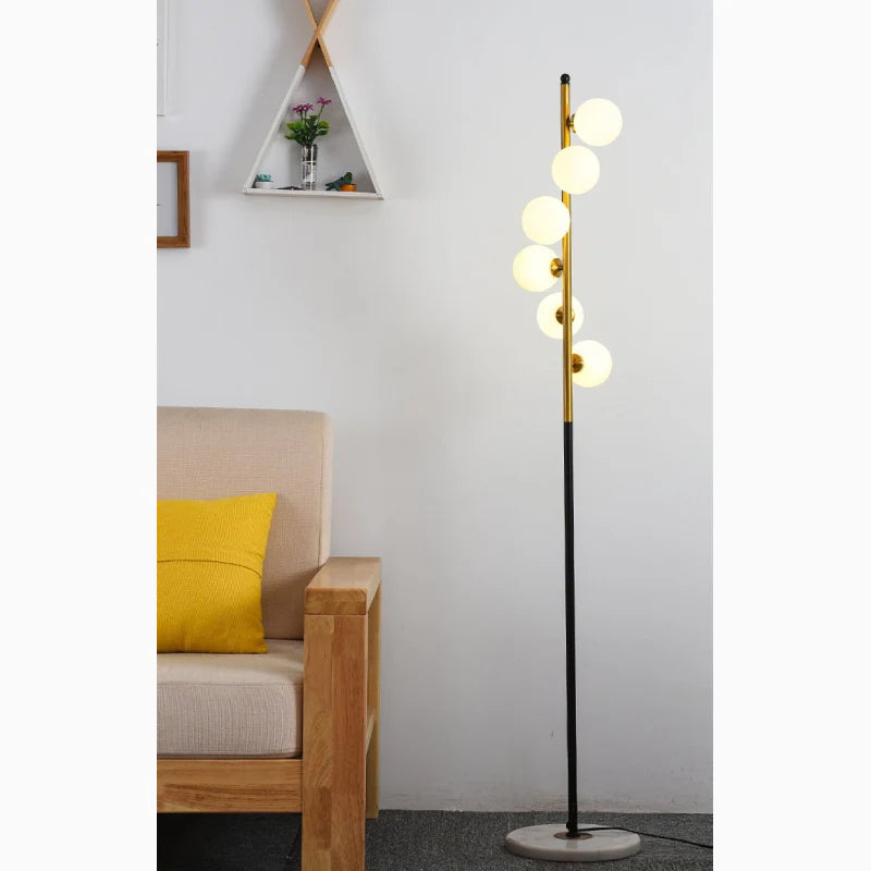 Cressier | Creative Spiral Floor Lamp with Glass Balls Lampshade