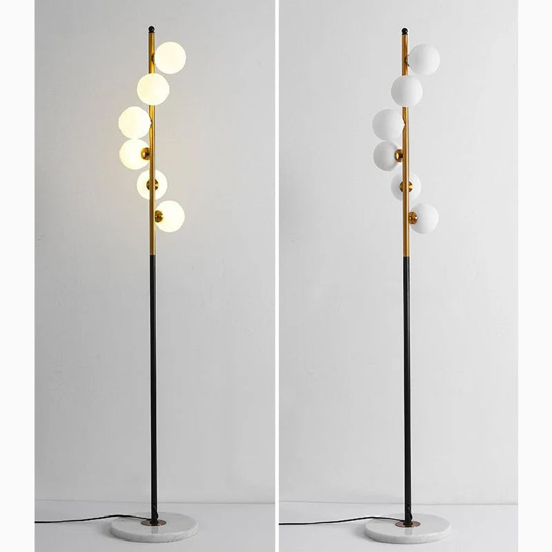 Cressier | Creative Spiral Floor Lamp with Glass Balls Lampshade