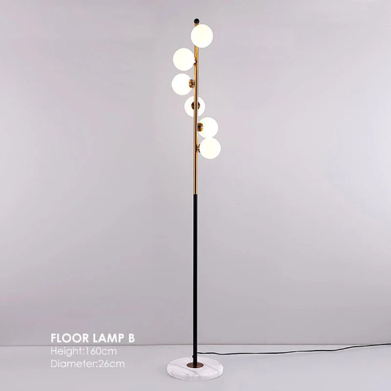 Cressier | Creative Spiral Floor Lamp with Glass Balls Lampshade