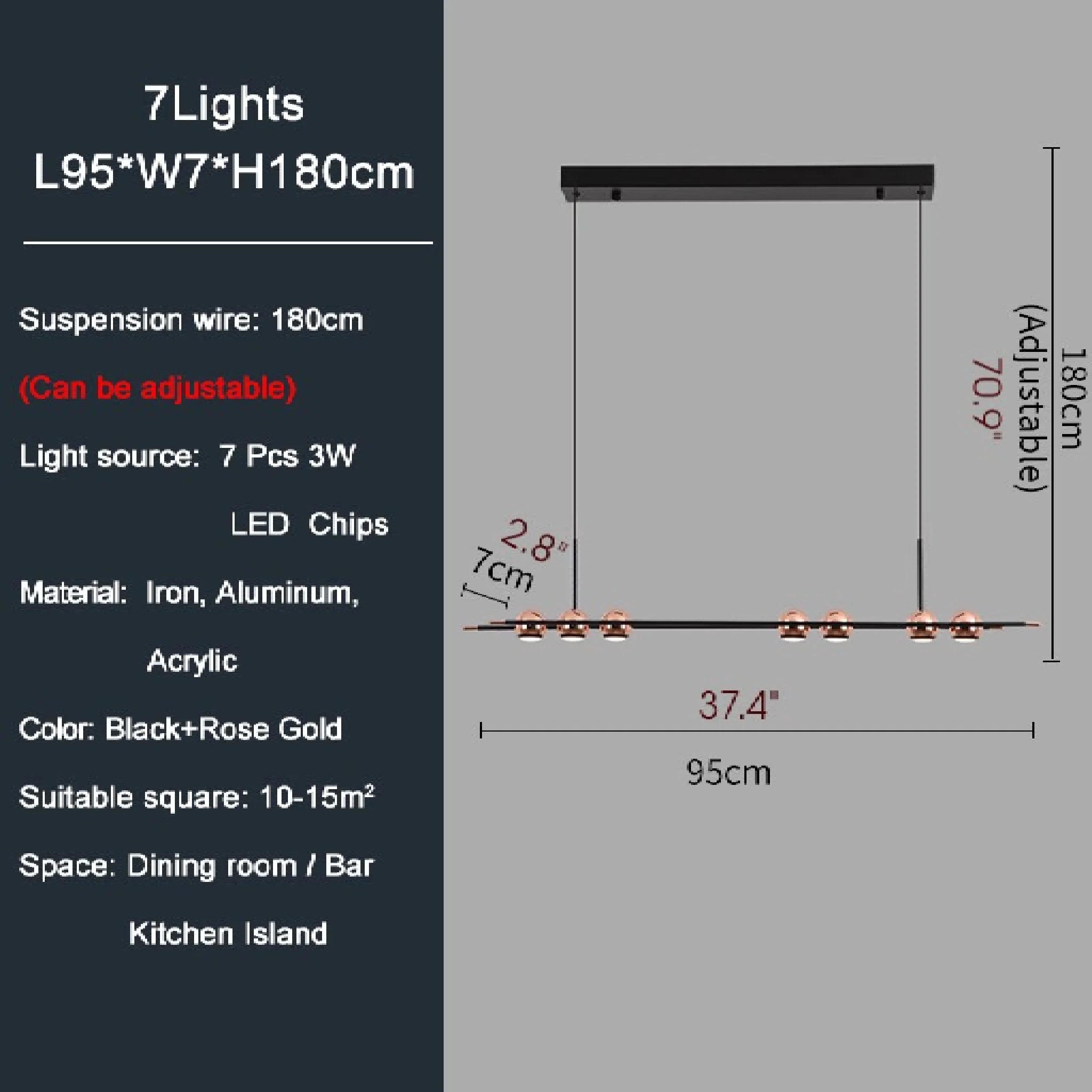 Diano Marina | Black Hanging Chandelier with Spheres Design