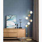 Diemtigen | Elegant Golden Metal LED Floor Lamp With Acrylic Balls