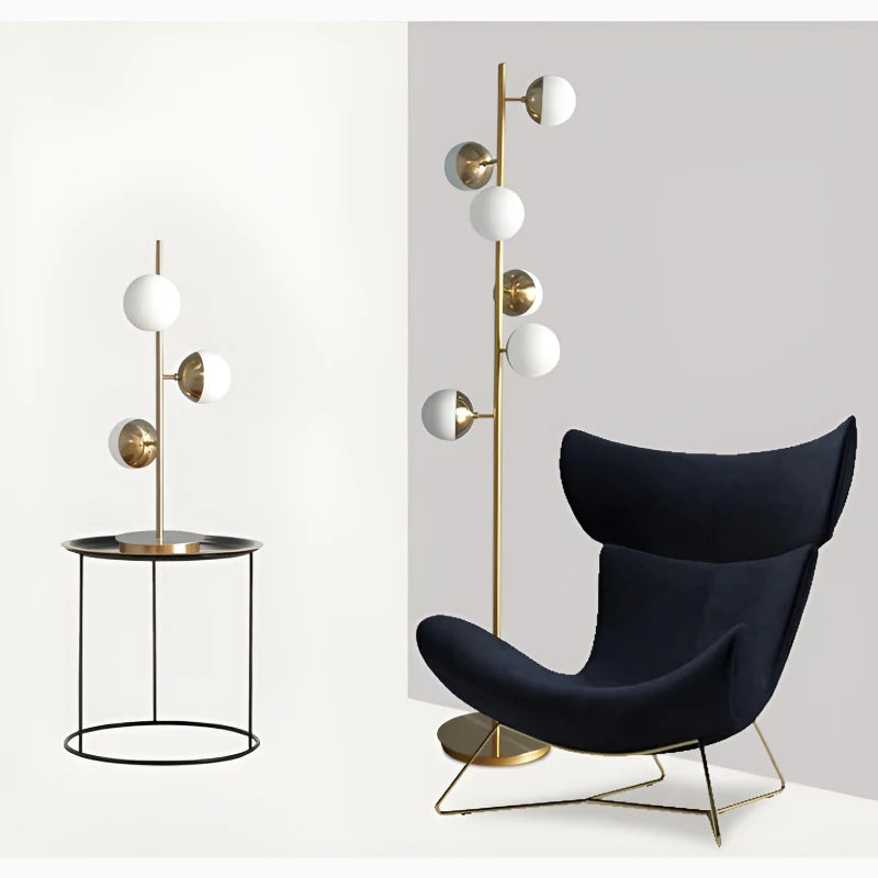 Diemtigen | Elegant Golden Metal LED Floor Lamp With Acrylic Balls