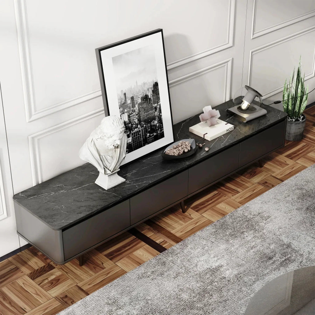 Dordogne | Modern Marble Top Black TV Stand