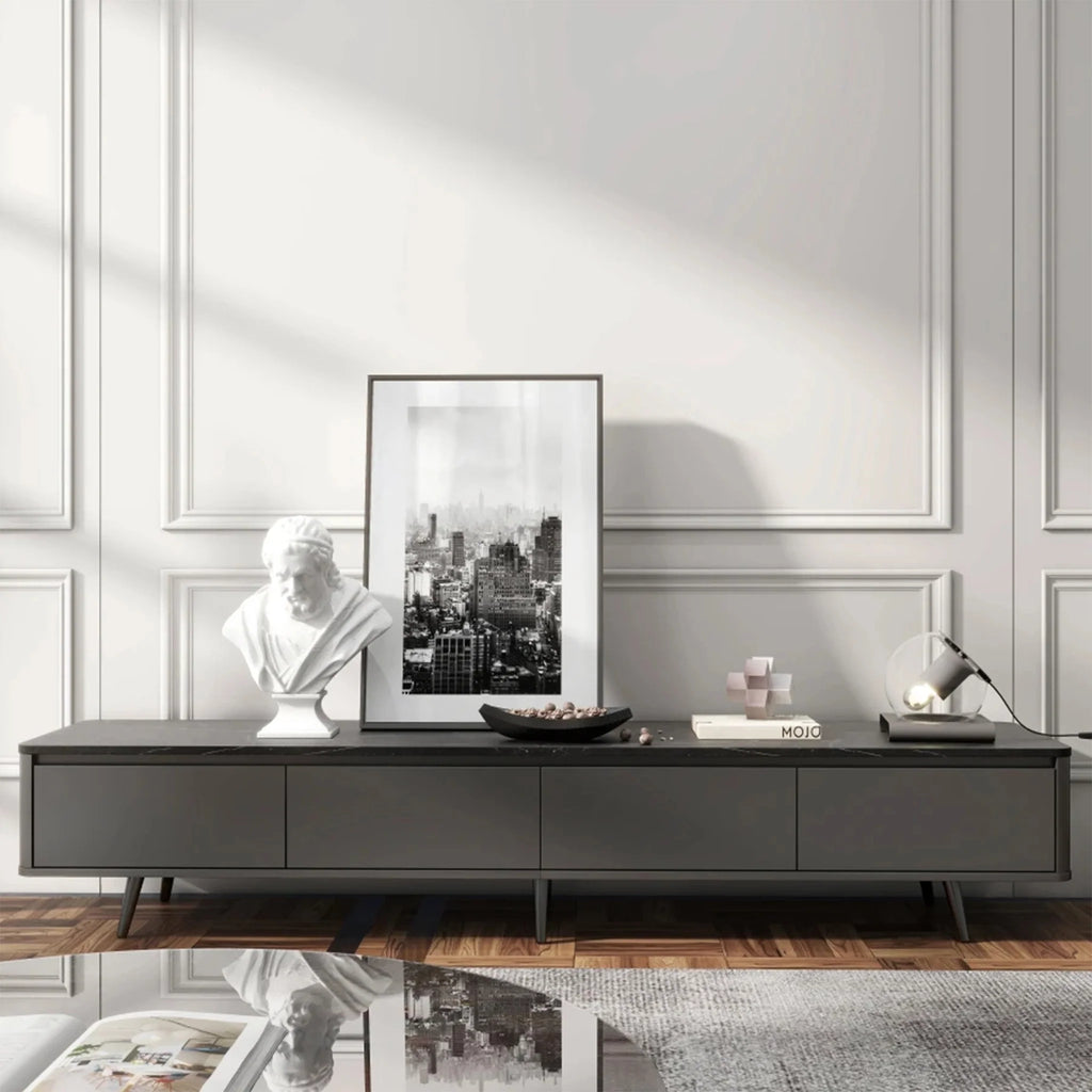 Dordogne | Modern Marble Top Black TV Stand