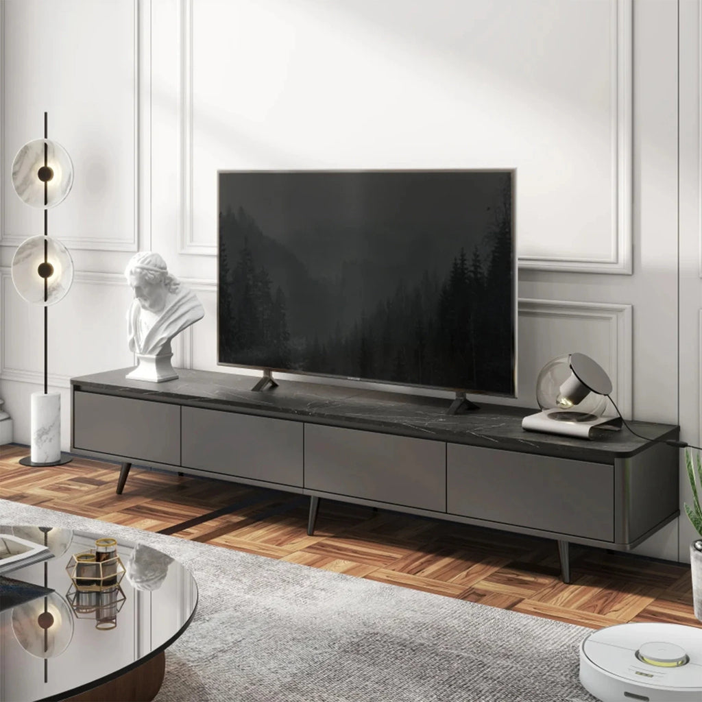 Dordogne | Modern Marble Top Black TV Stand