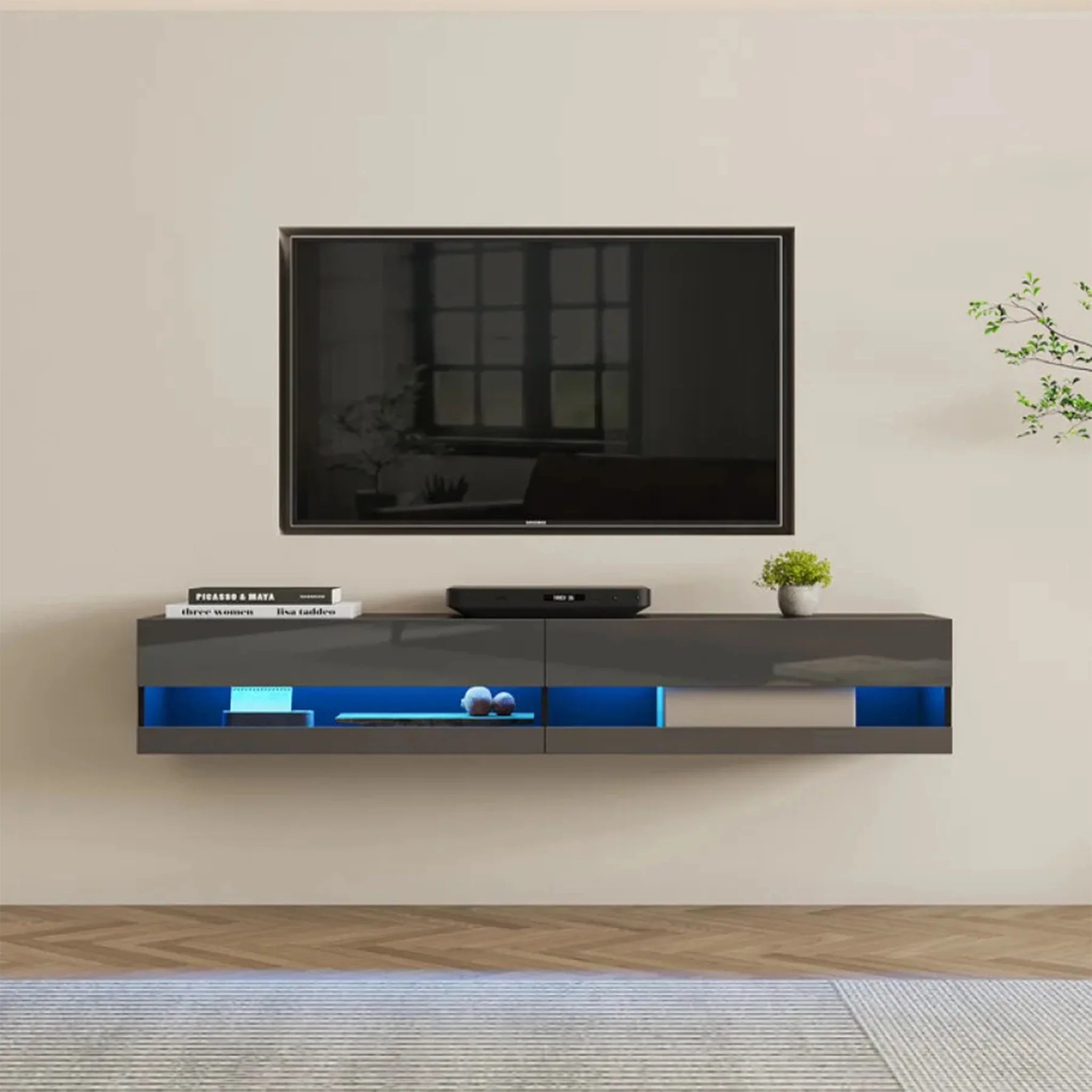 Drava | Floating Simple TV Stand with LED Lighting