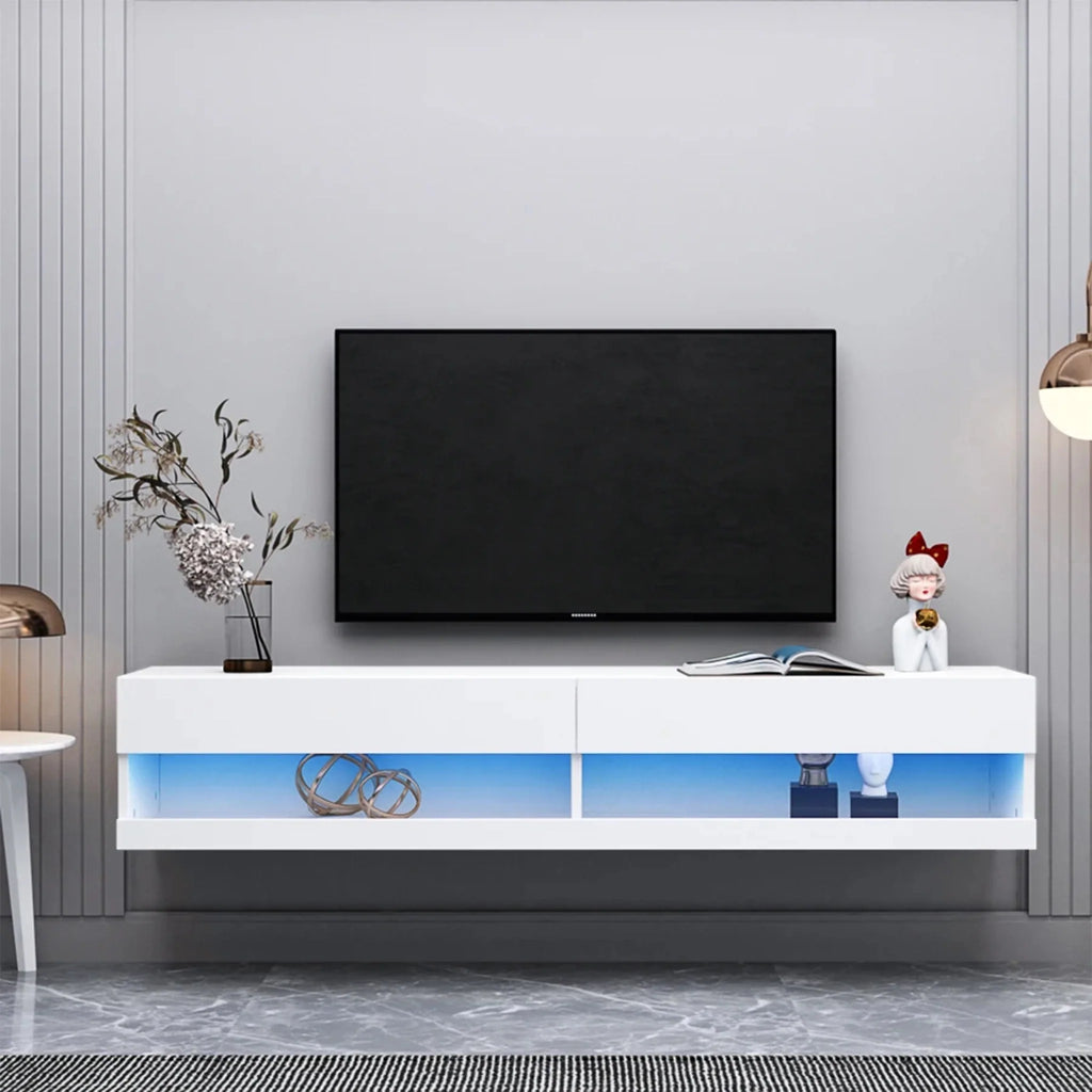 Drava | Floating Simple TV Stand with LED Lighting